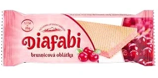 Oplatka s fruktózou DIAFABI 25 g brusinka