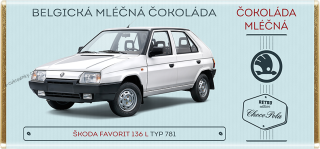 Čokoláda RETRO 100g "Škoda Favorit 136L" mléčná
