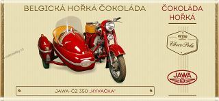 Čokoláda RETRO 100g motorka "JAWA 350 Kývačka Sajdka" hořká