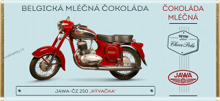 Čokoláda RETRO 100g motorka"JAWA 250 Kývačka" mléčná