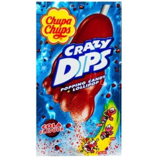 Chupa Chups 14g lízátko ve tvaru nohy s kolovou příchutí a práskacím práškem 