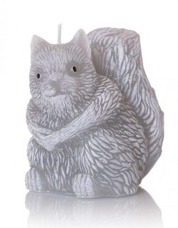 Svíčka 3D veverka šedá 200g