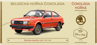 Čokoláda RETRO 100 g "Škoda 135 Rapid typ 747" hořká