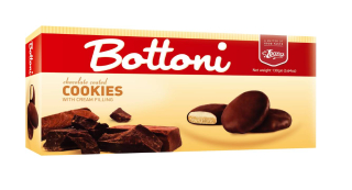 BOTTONI Čajové sušenky 130g s KAKAOVOU náplní, potažené MLÉČNOU ČOKOLÁDOU