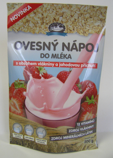 Ovesný nápoj do mléka 200 g s jahodovou příchutí