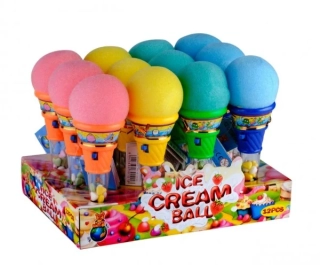 Hračka ICE CREAM BALL - vystřelovací balónek + bonbónky 5 g